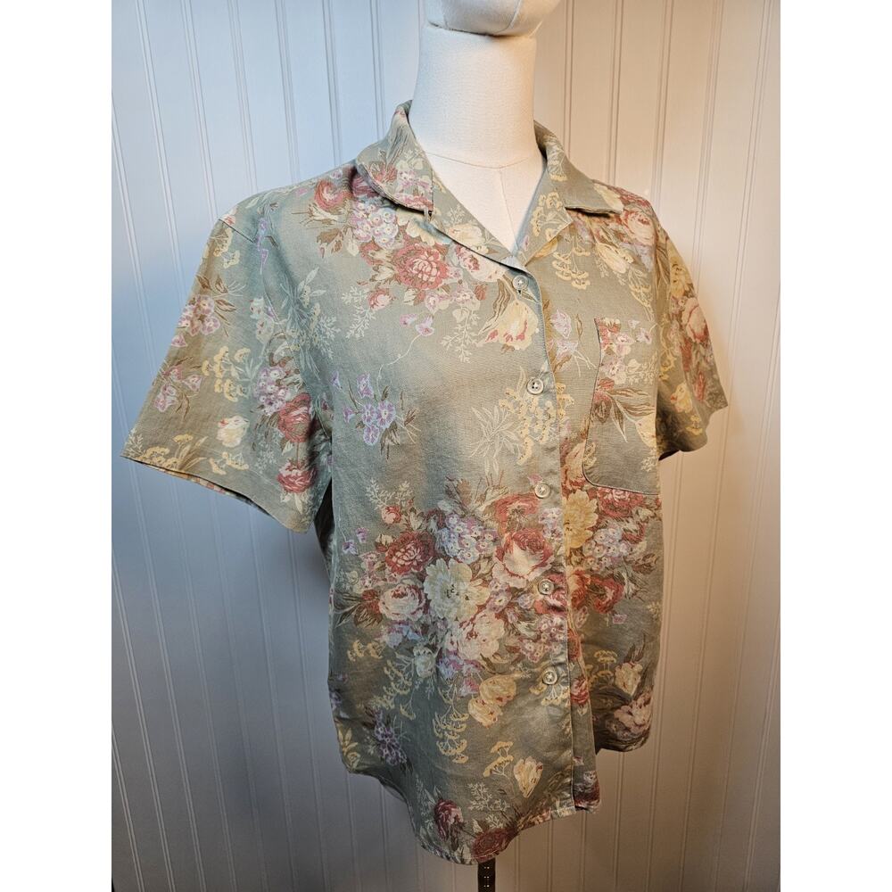 Lauren Ralph Lauren Floral 100% Linen Blouse Women's Size S Botanical Boho